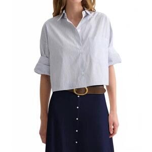 NEW TWP next ex micro hairline stripe shirt in white midnight